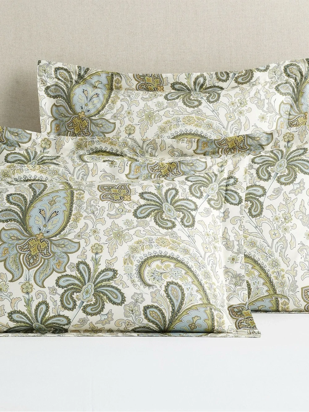 Charlie Paisley Organic Percale Duvet Cover Green Blue Full/Queen and Shams